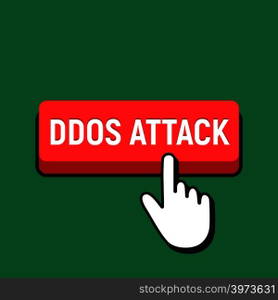 Hand Mouse Cursor Clicks the Ddos Attack Button. Pointer Push Press Button Concept.