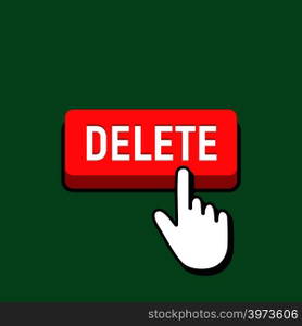 Hand Mouse Cursor Clicks the Delete Button. Pointer Push Press Button Concept.