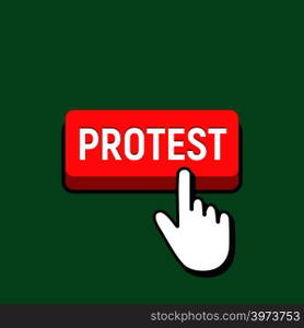 Hand Mouse Cursor Clicks the Protest Button. Pointer Push Press Button Concept.