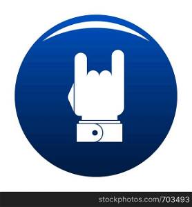 Hand music icon vector blue circle isolated on white background . Hand music icon blue vector