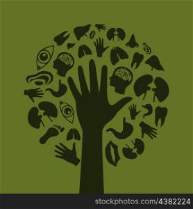 Hand of the person in the form of a tree. A vector illustration