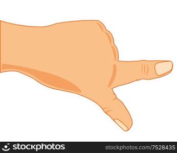 Hand of the person with extended onward to index fingers. Vector illustration of the gesture with extended onward finger