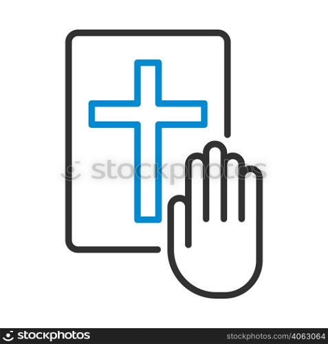 Hand On Bible Icon. Editable Bold Outline With Color Fill Design. Vector Illustration.