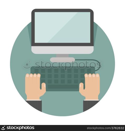 Hand on laptop , eps10 vector format
