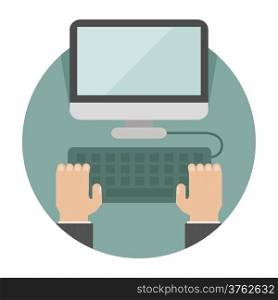 Hand on laptop , eps10 vector format