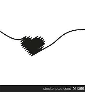 Hand painted black heart. One line. Hand drawing of heart doodle by crayon . Use for background.. Hand painted black heart. One line. Hand drawing of heart doodle by crayon . Use for background
