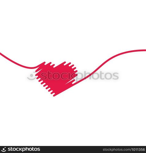 Hand painted red heart. One line. Hand drawing of heart doodle by crayon . Use for background.. Hand painted red heart. One line. Hand drawing of heart doodle by crayon . Use for background