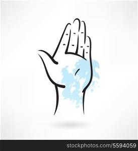 hand palm grunge icon