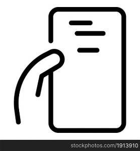 Hand phone icon outline vector. Cellphone screen. Hold smartphone. Hand phone icon outline vector. Cellphone screen