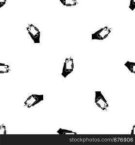 Hand photographed on mobile phone pattern repeat seamless in black color for any design. Vector geometric illustration. Hand photographed on mobile phone pattern seamless black