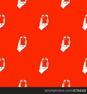 Hand photographed on mobile phone pattern repeat seamless in orange color for any design. Vector geometric illustration. Hand photographed on mobile phone pattern seamless