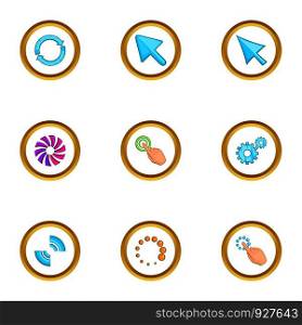 Hand pointer icons set. Cartoon set of 9 hand pointer vector icons for web isolated on white background. Hand pointer icons set, cartoon style
