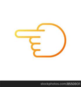 Hand pointing aside pixel perfect gradient linear vector icon. Index finger showing direction. Hand gesture. Thin line color symbol. Modern style pictogram. Vector isolated outline drawing. Hand pointing aside pixel perfect gradient linear vector icon