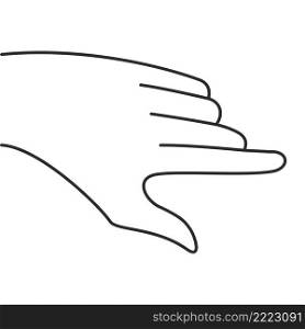 Hand pointing finger sign. Thin line flat vector illustration isolated on white background.. Hand pointing finger sign. Flat vector illustration isolated on white