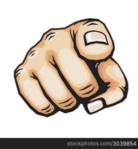 Hand pointing finger vector illustration. Hand pointing, finger pointing vector illustration. Human arm gesture indicate