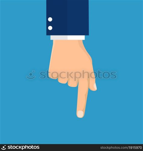 hand pointing with index finger. Vector illustration in flat style. hand pointing with index finger