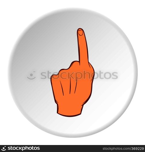 Hand points forward icon in cartoon style on white circle background. Gestural symbol vector illustration. Hand points forward icon, cartoon style