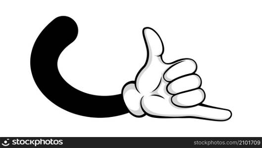 Hand pose with protruding fingers black white. Clipart pose fingers creativ in white gloves, vector illustration. Hand pose with protruding fingers black white