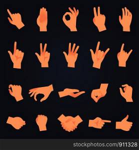 Hand position set. female or male hands holding gesture opening somethin and touching pose vector isolated showing different sign symbol objects. Hand position set. female or male hands holding gesture opening somethin and touching pose vector isolated objects