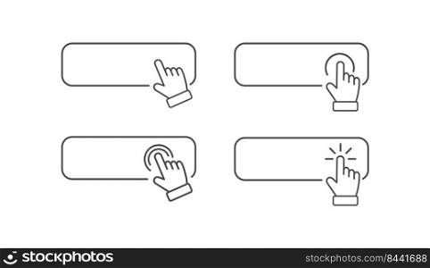 hand presses, a button, a banner or a link. A set of vector options for websites and applications. Flat style