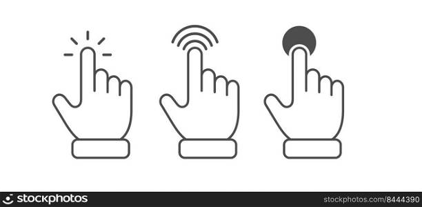 hand presses, a button, a banner or a link. A set of vector options for websites and applications. Flat style 