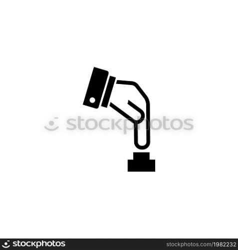 Hand Pressing Button. Push Finger. Flat Vector Icon. Simple black symbol on white background. Hand Pressing Button. Push Finger Flat Vector Icon