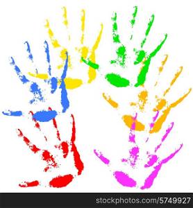 Hand print rainbow colors, skin texture pattern, vector illustration.