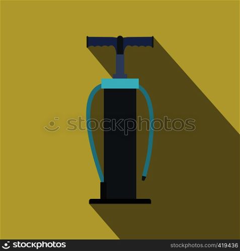 Hand pump flat icon with shadow on a yellow background. Hand pump flat icon with shadow