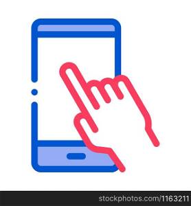 Hand Push Phone Icon Vector. Outline Hand Push Phone Sign. Isolated Contour Symbol Illustration. Hand Push Phone Icon Vector Outline Illustration