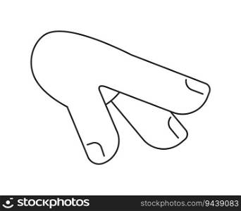 Hand reaching to element monochrome flat vector object. Editable black and white thin line icon. Simple cartoon clip art spot illustration for web graphic design. Hand reaching to element monochrome flat vector object