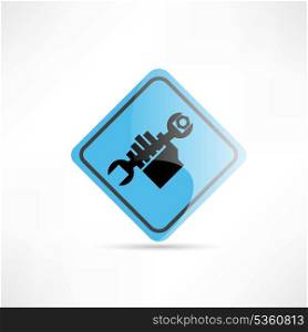 Hand repair blue sign icon