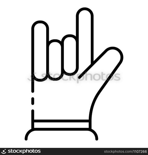 Hand rock it sign icon. Outline hand rock it sign vector icon for web design isolated on white background. Hand rock it sign icon, outline style