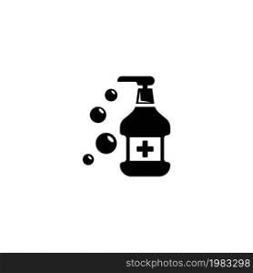 Hand Sanitizer, Antibacterial Liquid Disinfector. Flat Vector Icon illustration. Simple black symbol on white background. Hand Sanitizer Disinfector sign design template for web and mobile UI element. Hand Sanitizer, Antibacterial Liquid Disinfector. Flat Vector Icon illustration. Simple black symbol on white background. Hand Sanitizer Disinfector sign design template for web and mobile UI element.