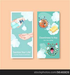 Hand sanitizer flyer template design with protect Vector Image