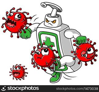 Hand sanitizer kick and fight corona virus