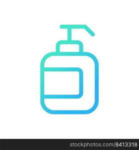 Hand sanitizer pixel perfect gradient linear ui icon. Liquid disinfectant. Pump bottle package. Line color user interface symbol. Modern style pictogram. Vector isolated outline illustration. Hand sanitizer pixel perfect gradient linear ui icon