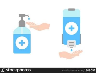 Hand sanitizer use for disinfection Vector illustration EPS 10. Hand sanitizer use for disinfection. Vector illustration EPS 10
