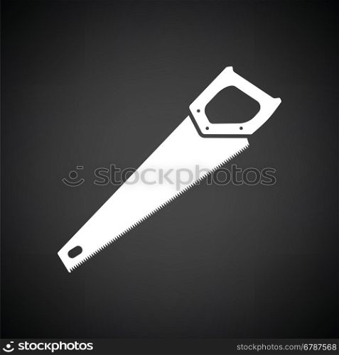 Hand saw icon. Black background with white. Vector illustration.