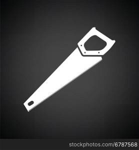 Hand saw icon. Black background with white. Vector illustration.