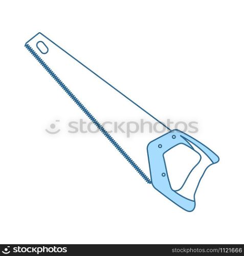 Hand Saw Icon. Thin Line With Blue Fill Design. Vector Illustration.