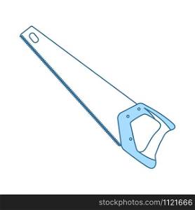 Hand Saw Icon. Thin Line With Blue Fill Design. Vector Illustration.
