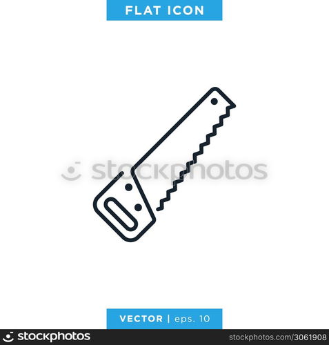 Hand Saw Icon Vector Design Template. Editable Stroke.