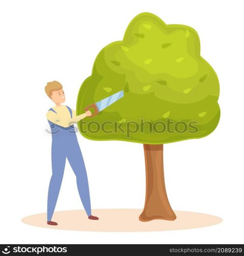 Hand saw tree trimming icon cartoon vector. Garden hedge. Maintenance saw. Hand saw tree trimming icon cartoon vector. Garden hedge