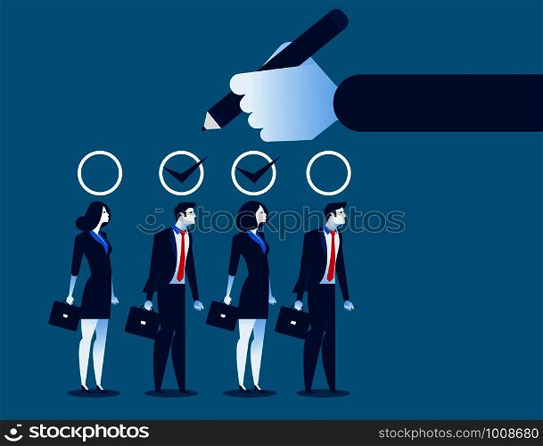 Hand selection team. Concept business vector illustration.