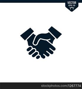 Hand shake icon collection in glyph style, solid color vector