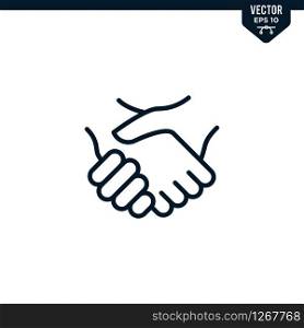Hand shake icon collection in outlined or line art style, editable stroke vector