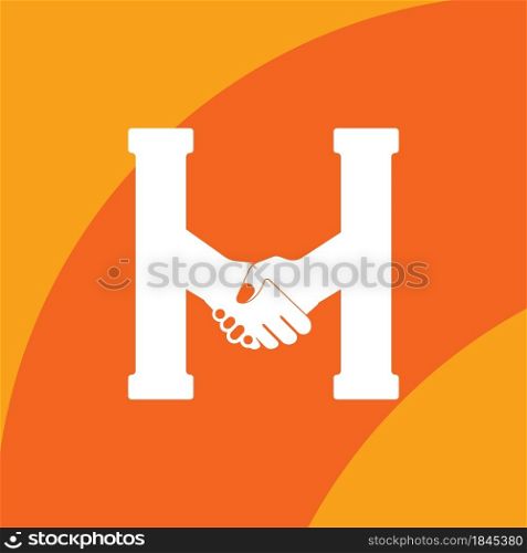 Hand shake,Letter H logo vector symbol design.