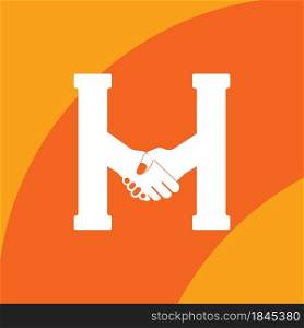 Hand shake,Letter H logo vector symbol design.
