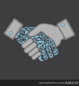 Hand shake made of the industry. Vector illustrations