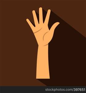 Hand showing five fingers icon. Flat illustration of hand showing five fingers vector icon for web. Hand showing five fingers icon, flat style